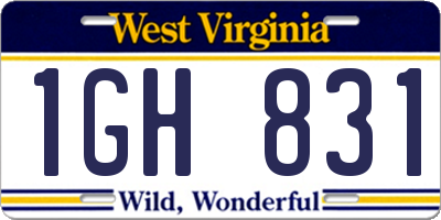 WV license plate 1GH831
