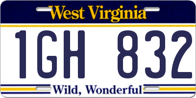 WV license plate 1GH832