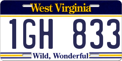 WV license plate 1GH833
