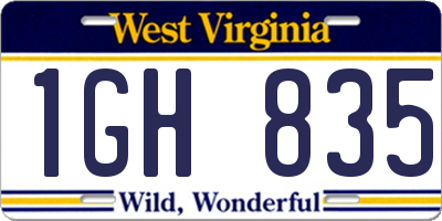 WV license plate 1GH835
