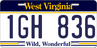 WV license plate 1GH836