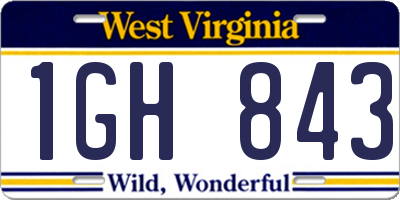 WV license plate 1GH843