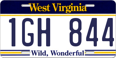 WV license plate 1GH844