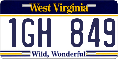 WV license plate 1GH849