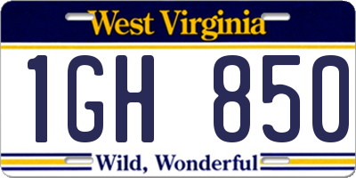 WV license plate 1GH850