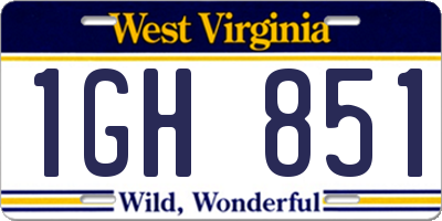 WV license plate 1GH851