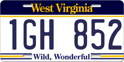 WV license plate 1GH852