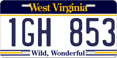 WV license plate 1GH853