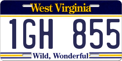 WV license plate 1GH855