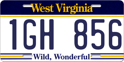 WV license plate 1GH856
