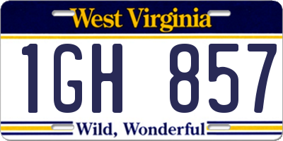 WV license plate 1GH857
