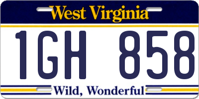 WV license plate 1GH858