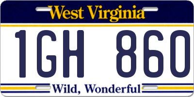 WV license plate 1GH860