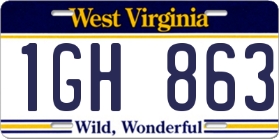 WV license plate 1GH863