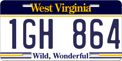 WV license plate 1GH864