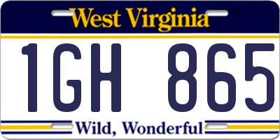 WV license plate 1GH865