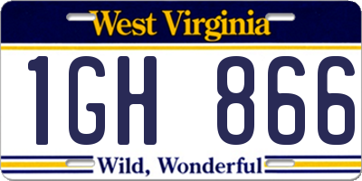 WV license plate 1GH866
