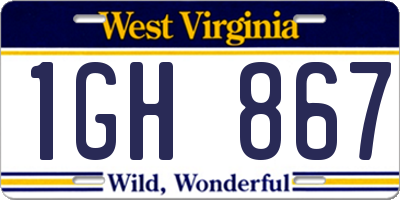 WV license plate 1GH867