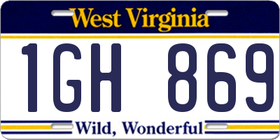 WV license plate 1GH869