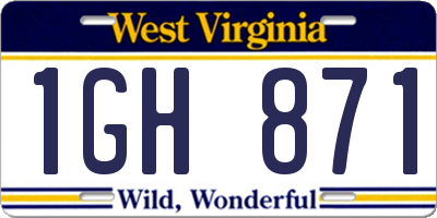 WV license plate 1GH871
