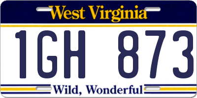 WV license plate 1GH873
