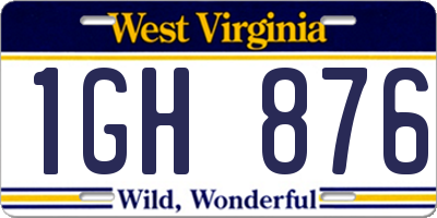 WV license plate 1GH876