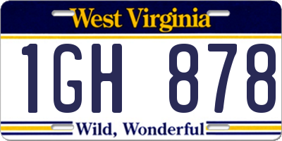 WV license plate 1GH878