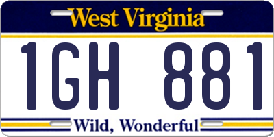 WV license plate 1GH881