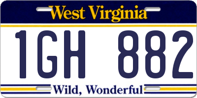 WV license plate 1GH882