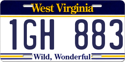 WV license plate 1GH883