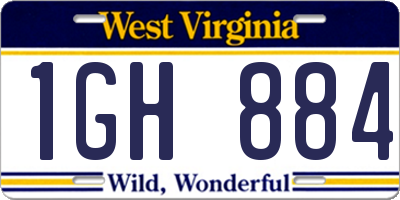 WV license plate 1GH884