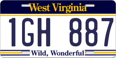 WV license plate 1GH887