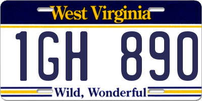 WV license plate 1GH890