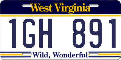 WV license plate 1GH891