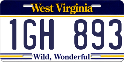 WV license plate 1GH893