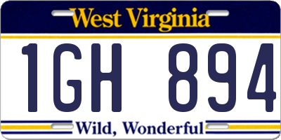 WV license plate 1GH894