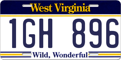 WV license plate 1GH896