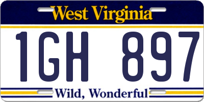 WV license plate 1GH897