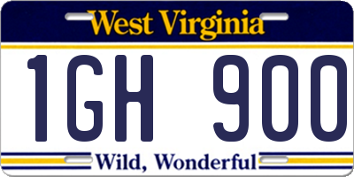 WV license plate 1GH900