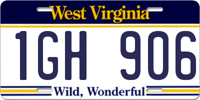 WV license plate 1GH906