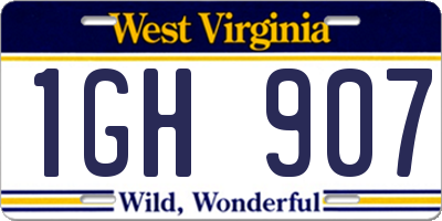 WV license plate 1GH907
