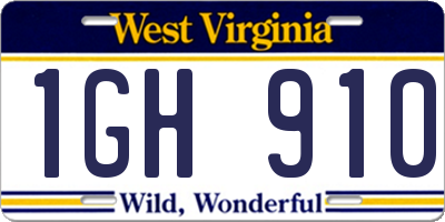 WV license plate 1GH910