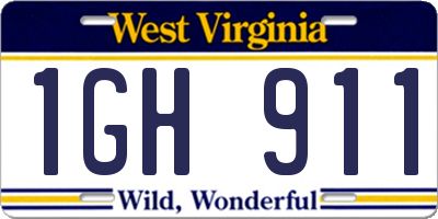 WV license plate 1GH911