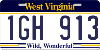 WV license plate 1GH913