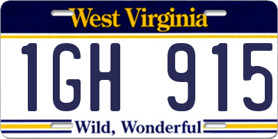 WV license plate 1GH915