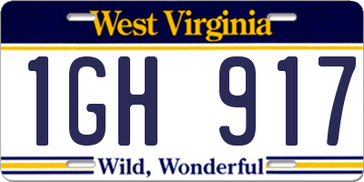 WV license plate 1GH917