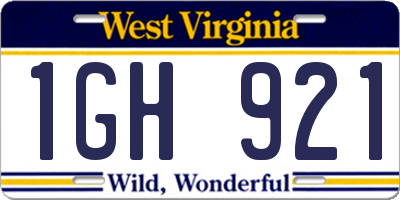 WV license plate 1GH921