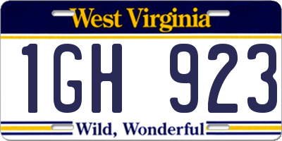 WV license plate 1GH923
