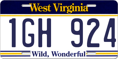 WV license plate 1GH924