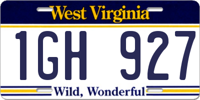 WV license plate 1GH927